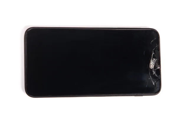 Teléfono de pantalla táctil roto aislado sobre fondo blanco —  Fotos de Stock
