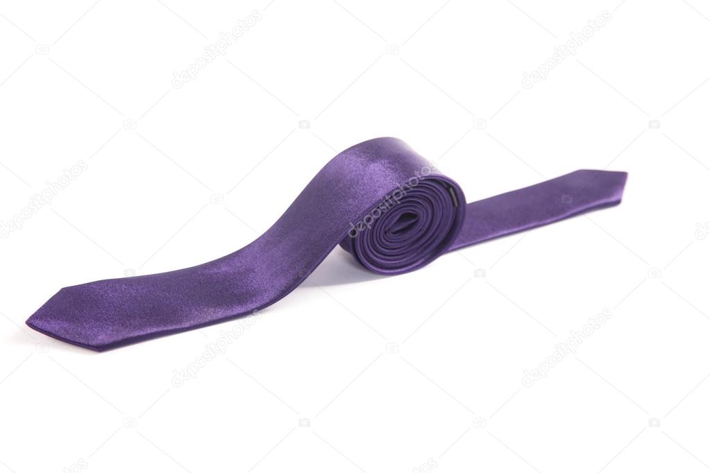Lilac narrow ties on an isolated white background