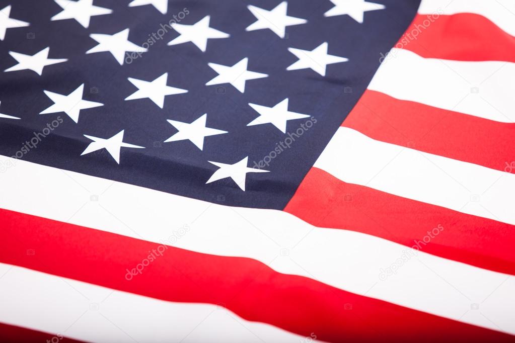 Close up of the flag of the United States. Lying flag of the gre