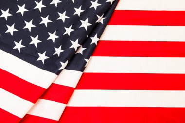 Amerika bayrağı. Dikkatlice katlanmış bir Fe'de saf keten kumaş bayrak