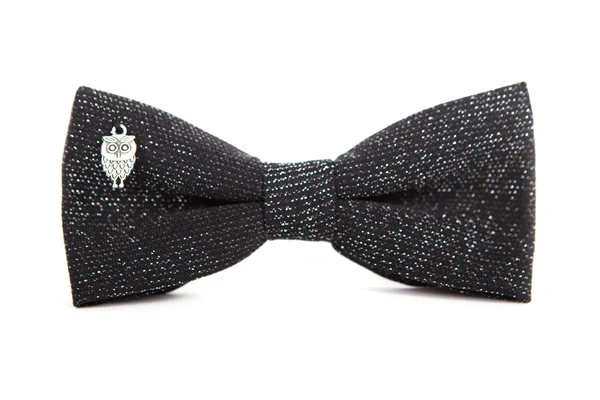 Чорна краватка з фігурою совиного аксесуара для модного — стокове фото