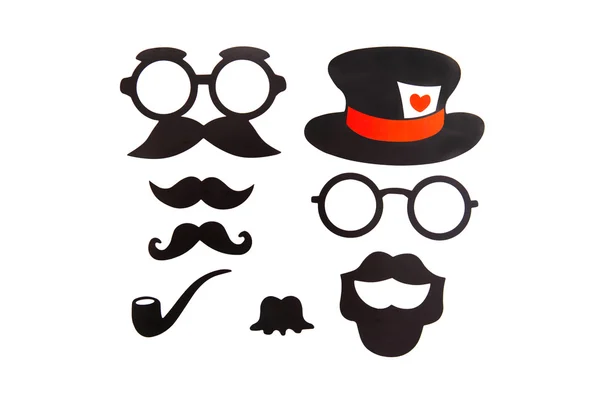Set de cumpleaños y fiesta Photobooth - gafas, sombreros, coronas, máscaras, labios, bigotes —  Fotos de Stock