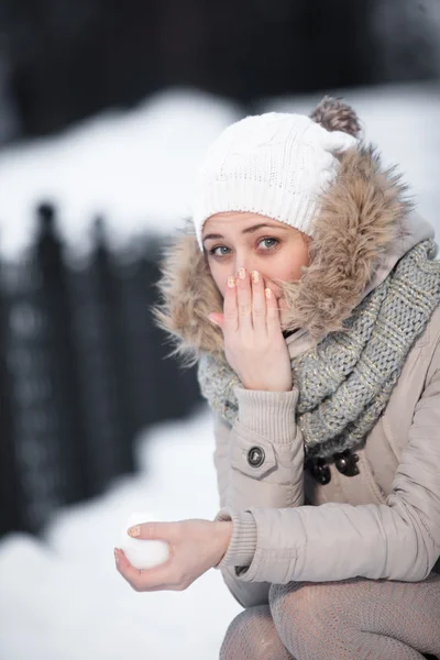 Beauty girl on the winter background Stock Photo