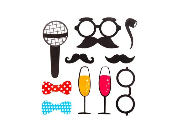 Photobooth doğum günü ve parti ayarla - gözlük, şapka, kron, maskeler, dudaklar, bıyık