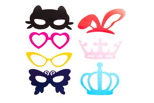 Photobooth Birthday and Party Set - glasses, hats, crowns, masks, lips, mustaches — Stock Photo, Image