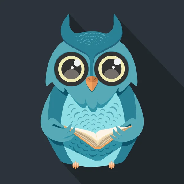 Hibou avec livre — Image vectorielle