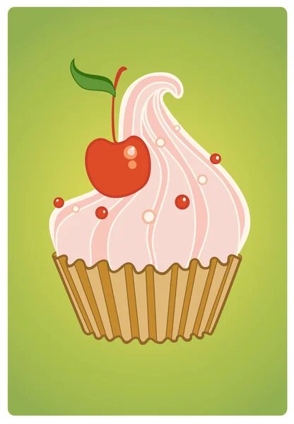 用上绿色的樱桃蛋糕 — 图库矢量图片
