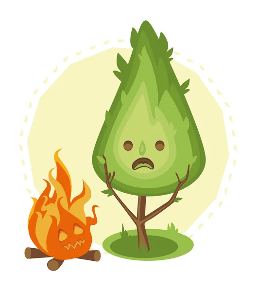 Φωτιά και φοβισμένος δέντρο — Διανυσματικό Αρχείο