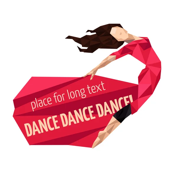 Mnohoúhelník tančící dívka v červených šatech — Stockový vektor