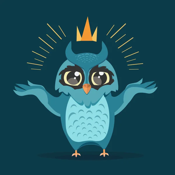 Owl with a crown — Stock Vector