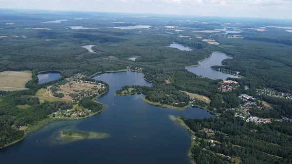 Letecký Pohled Jezero Zootzensee Regionu Rheinsberg Braniborsko Německo Srpnové Letní — Stock fotografie