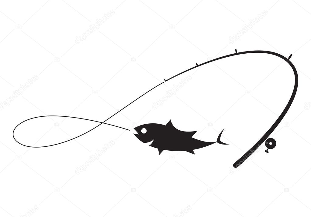 Fishing Rod Silhouette Clipart Vector, Fish On Fishing Rod Illustration  Vector On White Background, Fishing Rod, Fish, Fishing PNG Image For Free  Download