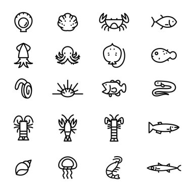 Beyaz arkaplanda simge deniz hayvanı ayarlandı