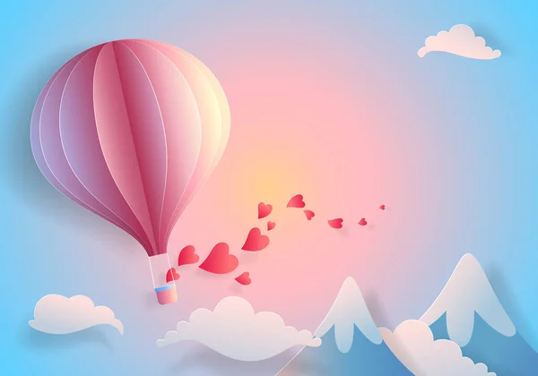 Papierkunst Des Ballonfliegens — Stockvektor