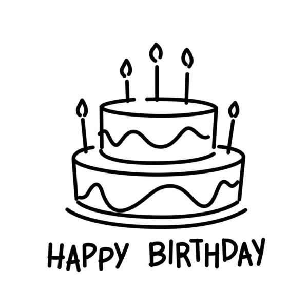 Сладкий Торт Поздравления Днем Рождения — стоковый вектор