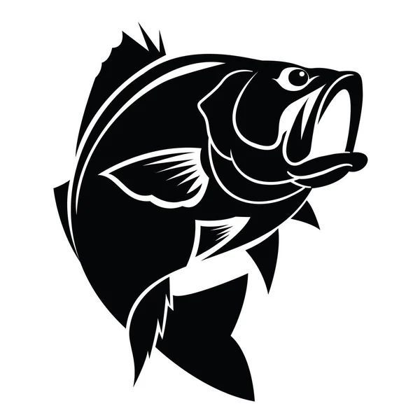 Graphic Black Fish White Background — Stock Vector