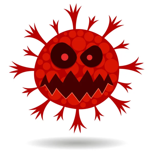 Angry Red Virus Face Cartoon Image Vector — Stock Vector