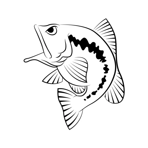 Basse symbole de poisson sur fond blanc, Vecteur . — Image vectorielle