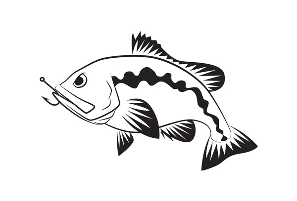 Símbolo de pez bajo sobre fondo blanco, Vector . — Vector de stock