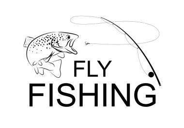 fly fishing, vector clipart