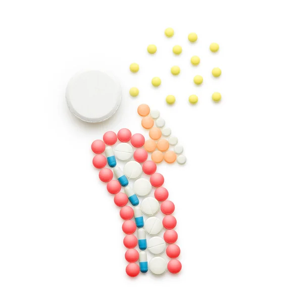 Spreading bacteria. Creative health concept made of drugs and pills, isolated on white. — Stock Photo, Image