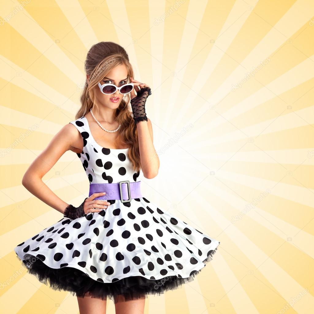 Pin up girl polka dot dress 2025