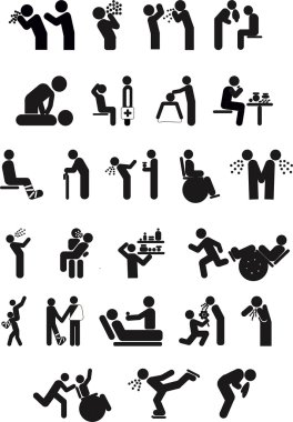 Hastane. Kavramsal sağlık ve hastane kavramı simge kümesi.