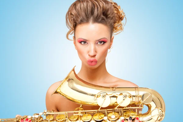 Dame und Jazz. — Stockfoto