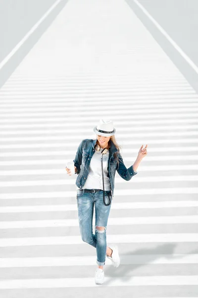 Walking on zebra cross. — Stockfoto