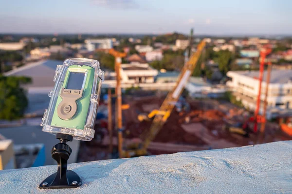 Camera shooting time lapse video construction weather resistant in the construction area