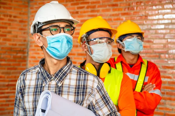 Gli Ingegneri Edili Del Team Lavoro Tre Architetti Sono Pronti — Foto Stock