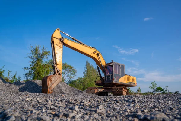 Crawler Gravemaskine Industriel Gravemaskine Til Arbejde Bygning Byggepladsen - Stock-foto