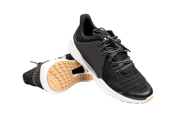 Sapatos Esportivos Solas Dos Sapatos Modernos Sapatos Esportivos Negros Isolados — Fotografia de Stock