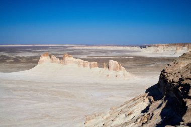 Ustyurt Plateau.Ustyurt yaylaları.Çöl ve yaylalar Ustyurt veya Ustyurt yaylaları Orta Asya 'nın batısında, Kazakistan, Türkmenistan ve Özbekistan' da parçacıklar bulunmaktadır..