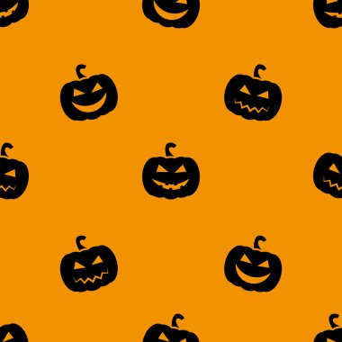 Cadılar Bayramı Balkabağı. Seamless modeli. Turuncu arka plan.