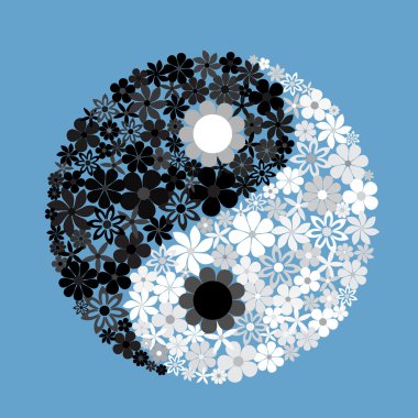 Yin Yang sembolü çiçekleri oluşuyordu