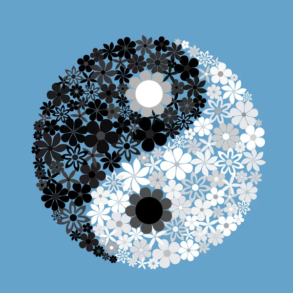 Yin Yang símbolo consistía en flores — Archivo Imágenes Vectoriales