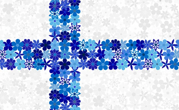 Floral mosaic Finnish flag — Stock Vector