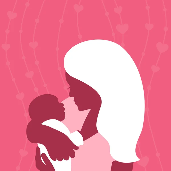Yeni doğan bebeğini kucaklayan anne — Stok Vektör