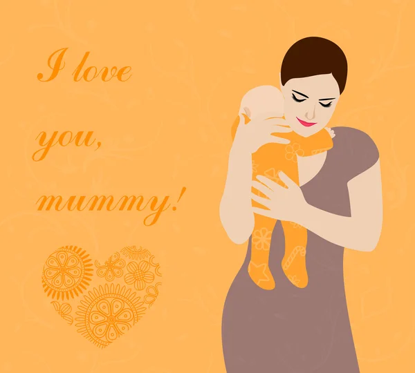卡的母亲节与母亲和刚出生的婴儿 — 图库矢量图片