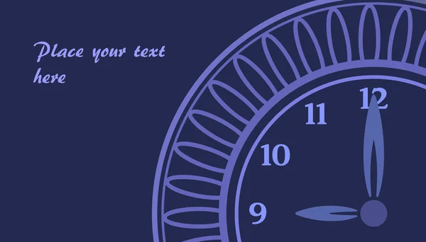 Modré večerní pozadí s částí hodiny a místo pro text — Stockový vektor
