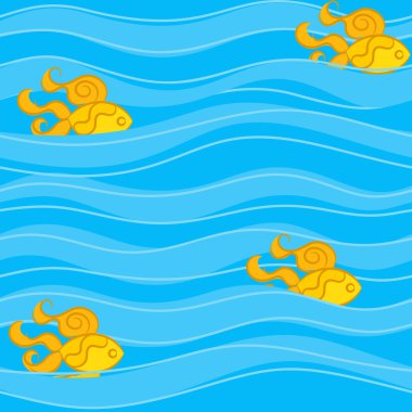 İnce ve geniş dalgalar altın balık ile Seamless Modeli