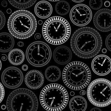 Siyah arka plan üzerine beyaz saatleri ile Seamless Modeli