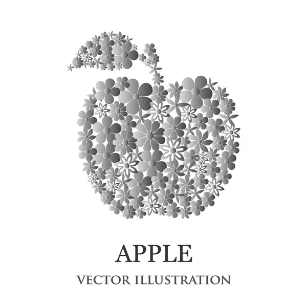 Mosaïque florale pomme monochrome — Image vectorielle