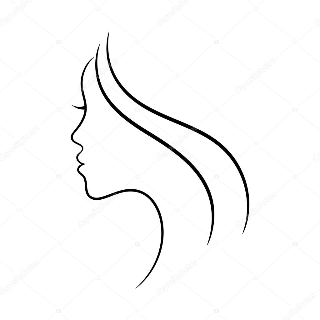 Female face profile sketch. May be used for spa and beauty salon or another decoration.