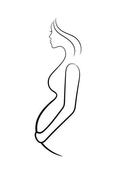 Pregnant woman profile contour — Stock Vector