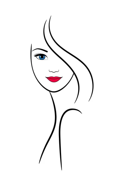 Contour visage féminin pour la décoration spa et salon de beauté — Image vectorielle