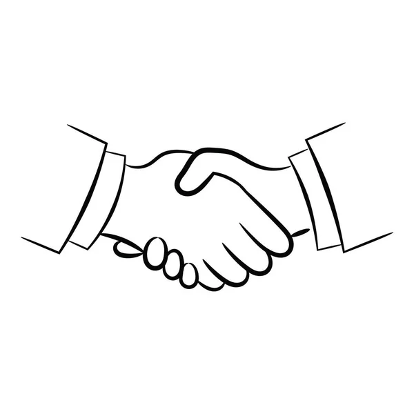 Handshake Symbol Konturabbildung Vektor — Stockvektor