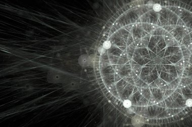 Küreler ve çizgiler ile soyut beyaz ve siyah arkaplan