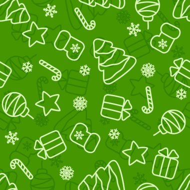 Sorunsuz yeşil Noel el desen çekilmiş